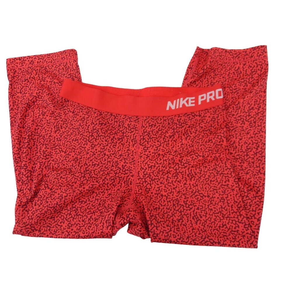 Nike Pro Red Black Mezzo Print Leggings Womens M Capri Dri Fit Tights Training